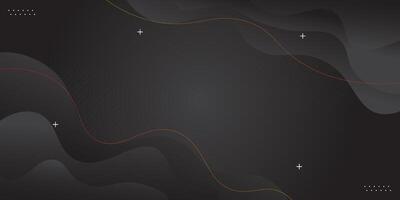 Abstract colorful gray and black gradient background. Wavy fluid shapes with lines. Black background design. Cool and modern concept. Eps10 vector