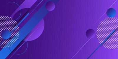 Dynamic abstract purple and blue gradient geometric background illustration with simple rectangle and circle curve pattern. Cool and bright design. Eps10 vector