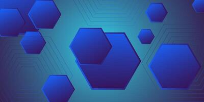 Dark blue dynamic gradient abstract background with shadow and light. Hexagonal pattern overlay shape. Cool design. Eps10 vector
