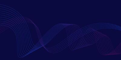 Dark blue abstract background. Futuristic technology line background with wavy light effect. eps10 vector