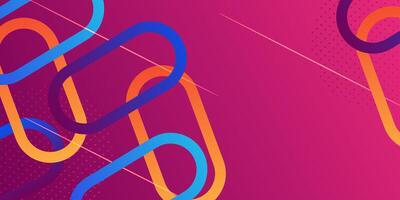 Bright purple gradient background with colorful dynamic orange rectangle curved shape pattern. Abstract template and modern stylish texture background. Eps10 vector