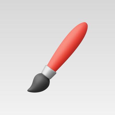 3d Realistic Paint brush icon illustration