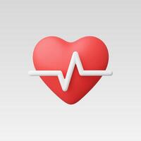 3d Realistic Heart beat pulse illustration vector