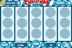 Casino slot machine, game UI design, gambling mobile app concept for the Christmas or candy themed Casino Game. The slot game user interface with basic buttons vector
