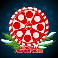 Fortune wheel Christmas or candy theme in red color. Christmas UI daily spin wheel and arrow target for 2d games vector