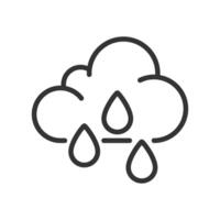 Rain linear icon. Cloud and raindrops. Rainy weather and precipitation. Weather forecast. Meteorology. Thin line illustration. Contour symbol. outline drawing. Editable stroke vector