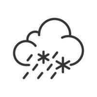 Sleet linear icon. Mixed precipitation, including rain and snowflakes. Weather forecast for day and night. Meteorology. Thin line illustration. Contour symbol. outline drawing. Editable stroke vector