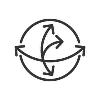 Coriolis force linear icon. Atmospheric dynamics. Earth's rotation effects. Global weather systems. Meteorology. Thin line illustration. Contour symbol. outline drawing. Editable stroke vector