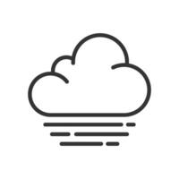 Fog linear icon. Cloud with horizontal lines symbolizing haze. Weather forecast. Low visibility, atmospheric moisture. Thin line illustration. Contour symbol. outline drawing. Editable stroke vector