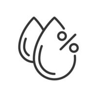 Humidity linear icon. Drops and percentage symbol. Atmospheric moisture level. Weather forecast. Meteorology. Thin line illustration. Contour symbol. outline drawing. Editable stroke vector