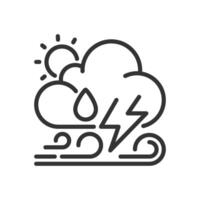 Weather forecast linear icon. Various weather patterns. Changing atmospheric conditions. Meteorology. Thin line illustration. Contour symbol. outline drawing. Editable stroke vector