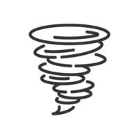 Tornado linear icon. Weather forecast. Swirling wind funnel. Windstorm. Destructive force of nature. Severe weather. Thin line illustration. Contour symbol. outline drawing. Editable stroke vector
