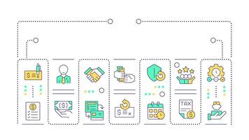 Factoring word concept isolated on white. Financial transactions, agreements. Business relations. Creative illustration banner surrounded by editable line colorful icons vector
