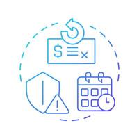 Resource factoring blue gradient concept icon. Symbolizing financial responsibility and risk. Shield with alert. Round shape line illustration. Abstract idea. Graphic design. Easy to use in article vector