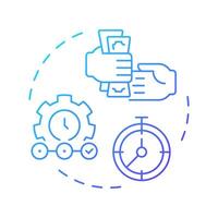 Funding speed blue gradient concept icon. Choosing factoring company. Fast financial processes. Contract terms. Round shape line illustration. Abstract idea. Graphic design. Easy to use in article vector