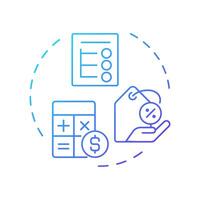 Factoring agreement terms blue gradient concept icon. Choosing factoring company. Contract or agreement terms. Round shape line illustration. Abstract idea. Graphic design. Easy to use in article vector
