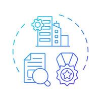 Industry expertise blue gradient concept icon. Choosing factoring company. Proven specialized knowledge. Round shape line illustration. Abstract idea. Graphic design. Easy to use in article vector