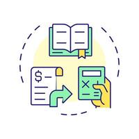 General ledger multi color concept icon. Banking statement, calculation. Business, accounting. Round shape line illustration. Abstract idea. Graphic design. Easy to use in infographic, presentation vector
