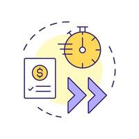 Expedite financial reporting multi color concept icon. Time management, workflow. Round shape line illustration. Abstract idea. Graphic design. Easy to use in infographic, presentation vector
