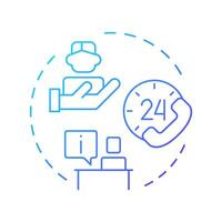 Customer service blue gradient concept icon. Choosing factoring company. Around the clock customer service. Round shape line illustration. Abstract idea. Graphic design. Easy to use in article vector