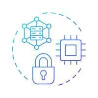 Confidential computing blue gradient concept icon. Type of privacy enhancing technologies. Secure data processing. Round shape line illustration. Abstract idea. Graphic design. Easy to use in article vector