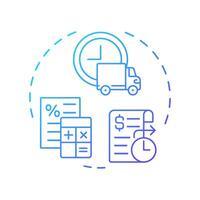 Sell and invoice customers blue gradient concept icon. Factoring process. Debtor transaction details. Round shape line illustration. Abstract idea. Graphic design. Easy to use in article vector