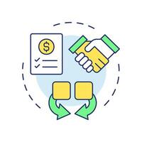 Financial consolidation multi color concept icon. Regulatory compliance, partnership. Round shape line illustration. Abstract idea. Graphic design. Easy to use in infographic, presentation vector