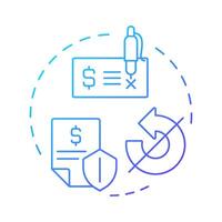 Non-recourse factoring blue gradient concept icon. Risk-free financial transactions. Document with shield. Round shape line illustration. Abstract idea. Graphic design. Easy to use in article vector