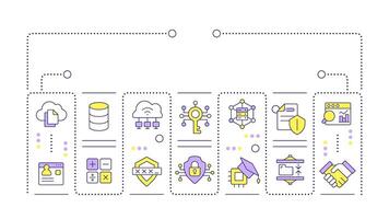 Privacy-enhancing technologies word concept isolated on white. Secure data collection and processing. Creative illustration banner surrounded by editable line colorful icons vector