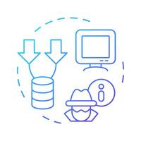 Private set intersection blue gradient concept icon. Type of privacy enhancing technologies. Data comparison. Round shape line illustration. Abstract idea. Graphic design. Easy to use in article vector