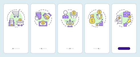 General ledger onboarding mobile app screen. Financial growth. Walkthrough 5 steps editable graphic instructions with linear concepts. UI, UX, GUI template vector