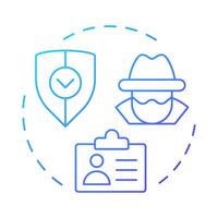 Anonymisation blue gradient concept icon. Type of privacy enhancing technologies. Concealing personal data. Round shape line illustration. Abstract idea. Graphic design. Easy to use in article vector