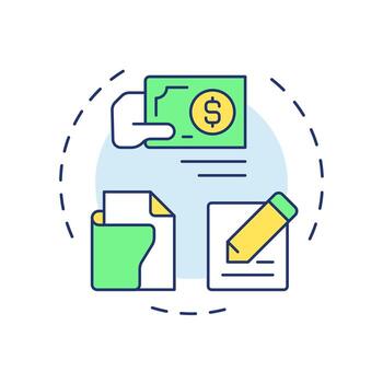 Journal entries multi color concept icon. Cash flow, documentation. Business management. Round shape line illustration. Abstract idea. Graphic design. Easy to use in infographic, presentation vector