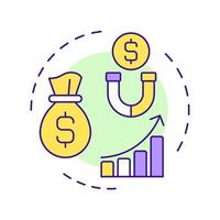 Revenues multi color concept icon. Income growth, business profit. Statistics, metrics. Round shape line illustration. Abstract idea. Graphic design. Easy to use in infographic, presentation vector