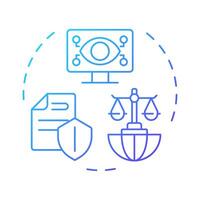 Lawfulness and transparency blue gradient concept icon. GDPR principle. Legal compliance. Data protection. Round shape line illustration. Abstract idea. Graphic design. Easy to use in article vector
