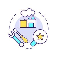 Review fixed assets multi color concept icon. Production maintenance, manufacturing. Round shape line illustration. Abstract idea. Graphic design. Easy to use in infographic, presentation vector