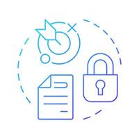 Purpose limitation blue gradient concept icon. GDPR Principle. Restricted data use. Data protection regulation. Round shape line illustration. Abstract idea. Graphic design. Easy to use in article vector