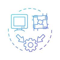 Secure multiparty computation blue gradient concept icon. Type of privacy enhancing technologies. Data clean rooms. Round shape line illustration. Abstract idea. Graphic design. Easy to use in article vector