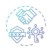 Zero-knowledge proofs blue gradient concept icon. Type of privacy enhancing technologies. Secure verification. Round shape line illustration. Abstract idea. Graphic design. Easy to use in article vector