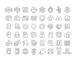 Privacy-enhancing technologies linear icons set. Data security, protection and encryption. Cybersecurity. Customizable thin line symbols. Isolated outline illustrations. Editable stroke vector