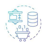 Data minimization blue gradient concept icon. GDPR Principle. Collecting only necessary data for processing. Round shape line illustration. Abstract idea. Graphic design. Easy to use in article vector