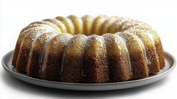 Lemon-glazed pound cake recipe home kitchen food photography bright white background close-up baking delight photo