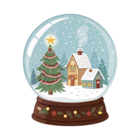 A Snow Globe With A House And Christmas Tree png