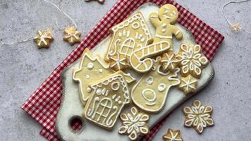 Delightful christmas cookies making their appearance on a festive table setting video
