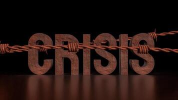 The Rusty crisis text for Business or Background concept 3d rendering. photo