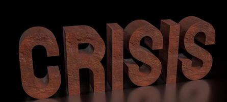 The Rusty crisis text for Business or Background concept 3d rendering. photo