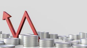 The red arrow and coins for Business concept 3d rendering. photo