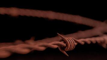 The Rusty Barbed wire on Black Background for Abstract or war concept 3d rendering. photo