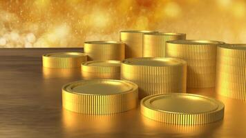 The Gold coins for earn or Business concept 3d rendering. photo