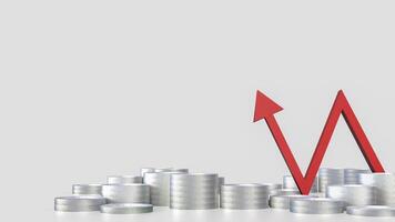 The red arrow and coins for Business concept 3d rendering. photo